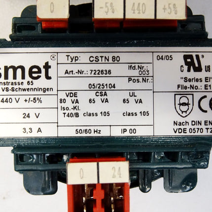 Ismet Trafo CSTN80 722636 80VA 440V 24V - Maranos.de