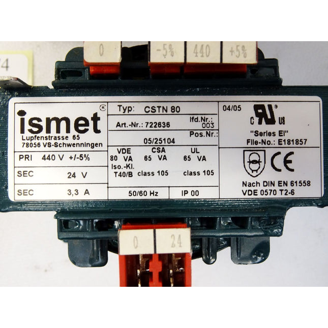 Ismet Trafo CSTN80 722636 80VA 440V 24V - Maranos.de