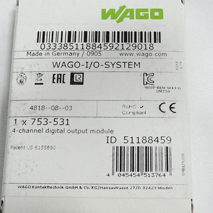 Wago 753-531 4-Kanal-Digitalausgang / Neu OVP versiegelt - Maranos.de