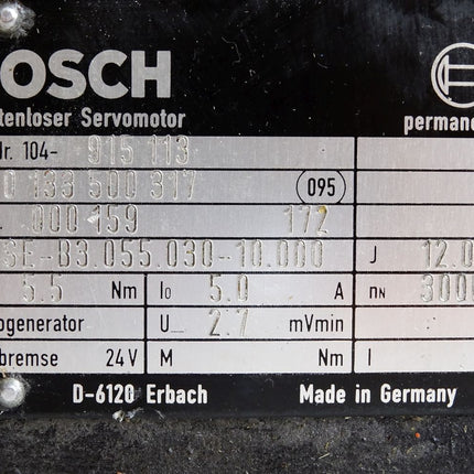 Bosch Bürstenloser Servomotor 0133500317 SE-B3.055.030-10.000 3000min-1 - Maranos.de