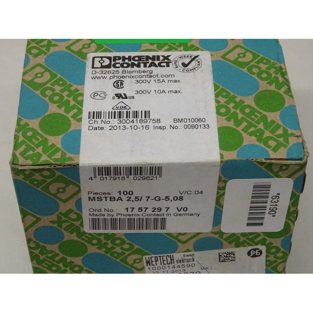 Phoenix 100Stk MSTBA 2,5/7-G-5,08 Leiterplattenverbindung 1757297 / 300V / 15A - Maranos.de