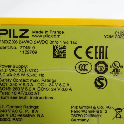 Pilz 774310 Sicherheitsschaltgerät PNOZ X3 24VAC 24VDC 3n/o 1n/c 1so / Neu OVP versiegelt - Maranos.de
