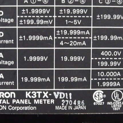 Omron K3TX Digital Panel Meter K3TX-VD11 - Maranos.de