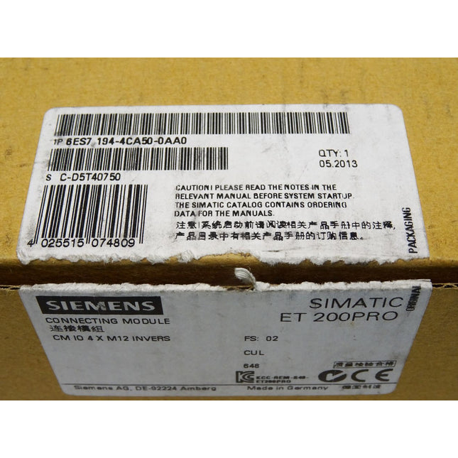 Siemens 6ES7194-4CA50-0AA0 Simatic ET200PRO 6ES7 194-4CA50-0AA0 neu-OVP - Maranos.de
