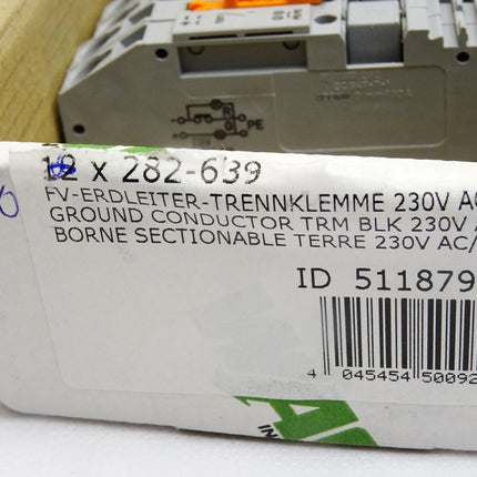 Wago Erdleiter-Trennklemme 282-639 / Inhalt : 10 Stück / Neu OVP - Maranos.de