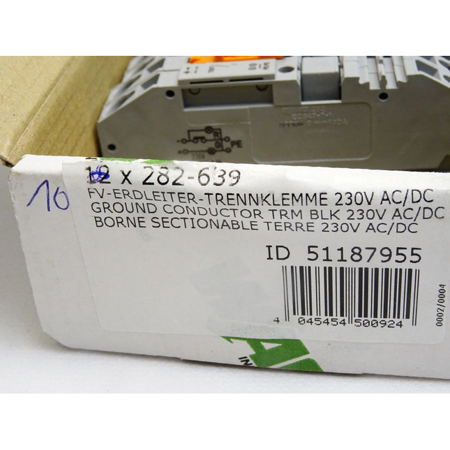 Wago Erdleiter-Trennklemme 282-639 / Inhalt : 10 Stück / Neu OVP - Maranos.de