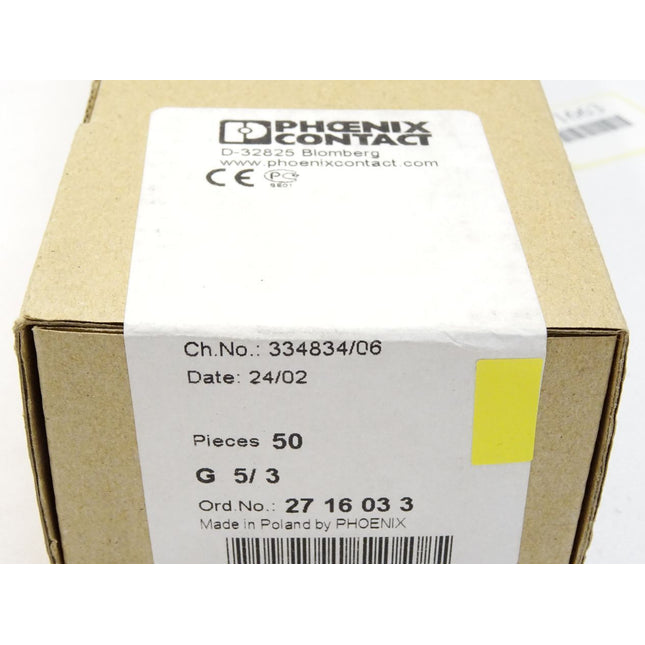 Phoenix Contact Geräteklemme G5/3 / 2716033 / Inhalt : 50 Stück / Neu OVP versiegelt - Maranos.de