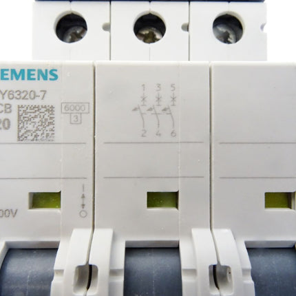 Siemens 5SY6320-7 MCB C20 Leitungsschutzschalter 400V 6kA - Maranos.de
