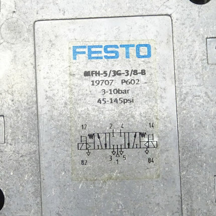 FESTO MFH-5/3G-3/8-B Magnetventil 19707 P602 3-10bar 45-145psi inkl. Anschlussschrauben - Maranos.de