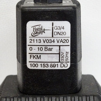 Fluid Concept Magnetventil 2113 V034 VA20 0-10bar FKM 100153891 / Neu - Maranos.de