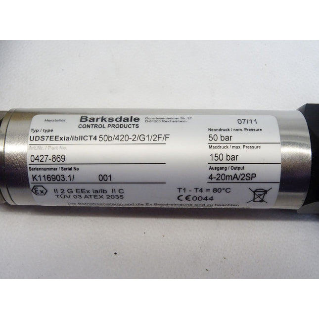 Barksdale 0427-869 / UDS7EExia/ibIICT4 / 50b/420-2/G1/2F/F / Neu OVP - Maranos.de