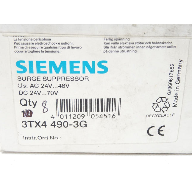 Siemens Surge Suppressor 3TX4490-3G / Inhalt : 8 Stück  / Neu OVP - Maranos.de