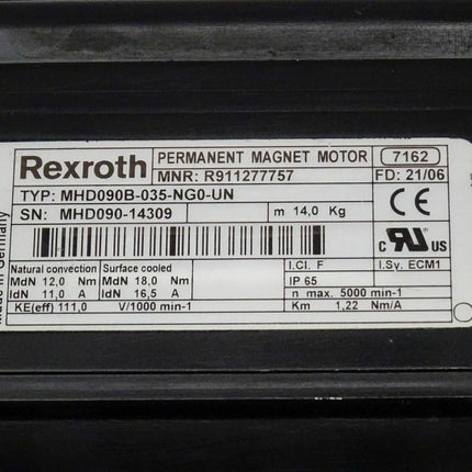 Rexroth Indramat MHD090B-035-NG-UN Permanent Magnet Motor R911277757 - Maranos.de