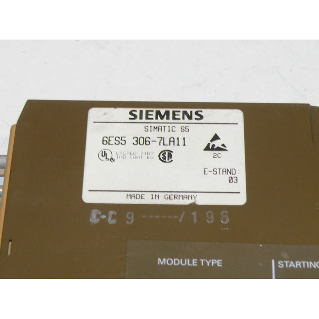 Siemens Simatic S5 6ES5306-7LA11 / 6ES5 306-7LA11 E:03 - Maranos.de