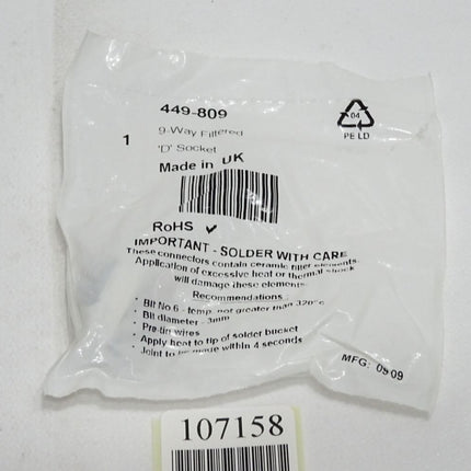 Cinch 449-809 FD Sub-D Steckverbinder E Buchse 9-polig / Neu OVP - Maranos.de