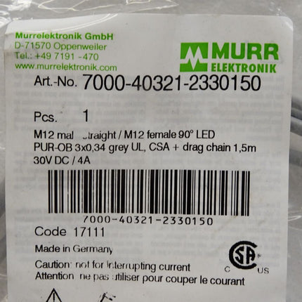 Murr Elektronik Kabel 7000-40321-2330150 / Neu OVP - Maranos.de