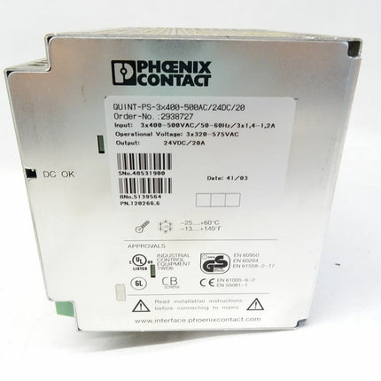 Phoenix Contact QUINT POWER QUINT-PS-3x400-500AC/24DC/20 / 2938727 - Maranos.de