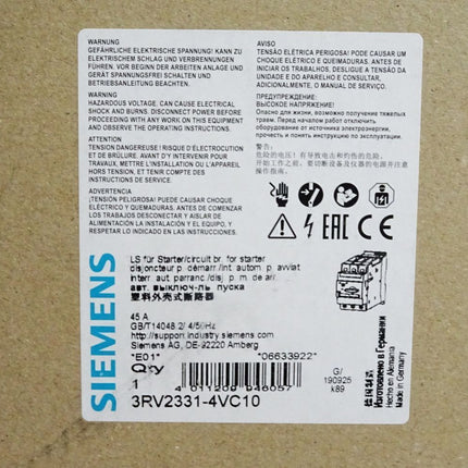 Siemens Leistungsschalter 3RV2331-4VC10 / Neu OVP - Maranos.de