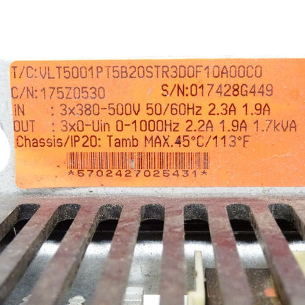 Danfoss VLT5000 VLT5001PT5B20STR3D0F10A00C0 175Z0530 Frequenzumrichter 1.7kVA - Maranos.de