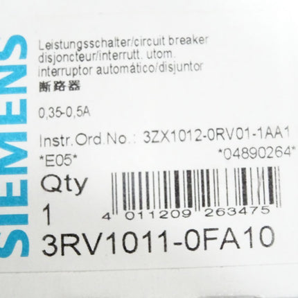 Siemens Leistungsschalter 3RV1011-0FA10 / Neu OVP - Maranos.de