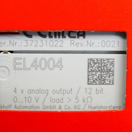 Beckhoff EL4004 Rev.0021 analoge Ausgangsklemme / Neu OVP versiegelt - Maranos.de