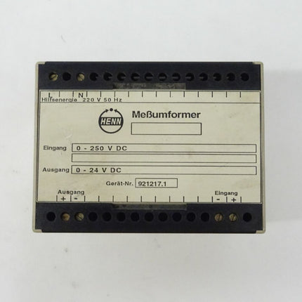 HENN Meßumformer 921217.1 E: 0 - 250 V DC / A: 0 - 24 V DC Hilfsenergie 220 V 50 Hz - Maranos.de