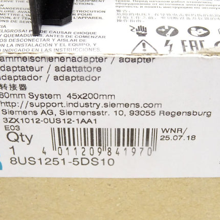 Siemens Sammelschienenadapter 8US1251-5DS10 / Neu OVP - Maranos.de