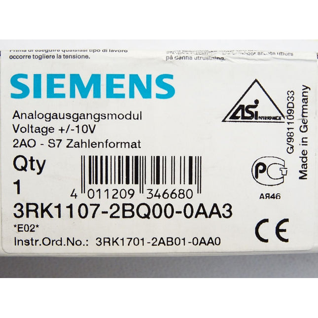 Siemens Analogausgangsmodul 3RK1107-2BQ00-0AA3 Neu OVP versiegelt - Maranos.de