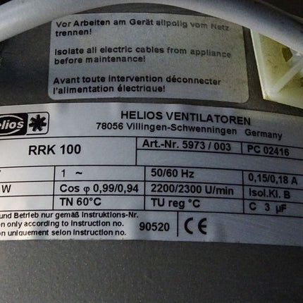 Helios Rohrventilator RRK100 5973 / 003 PC02416 + Filter Mann+Hummel 4550092920 - Maranos.de