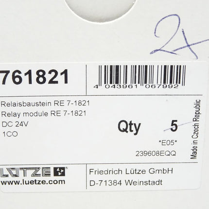 Lütze Relaisbaustein RE7-1821 / 761821 / Inhalt : 2 Stück / Neu OVP - Maranos.de