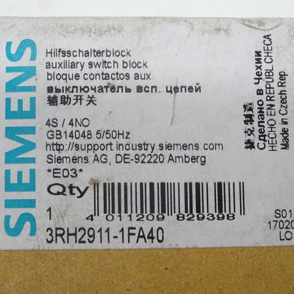 Siemens Hilfsschalterblock 3RH2911-1FA40 / Neu OVP - Maranos.de