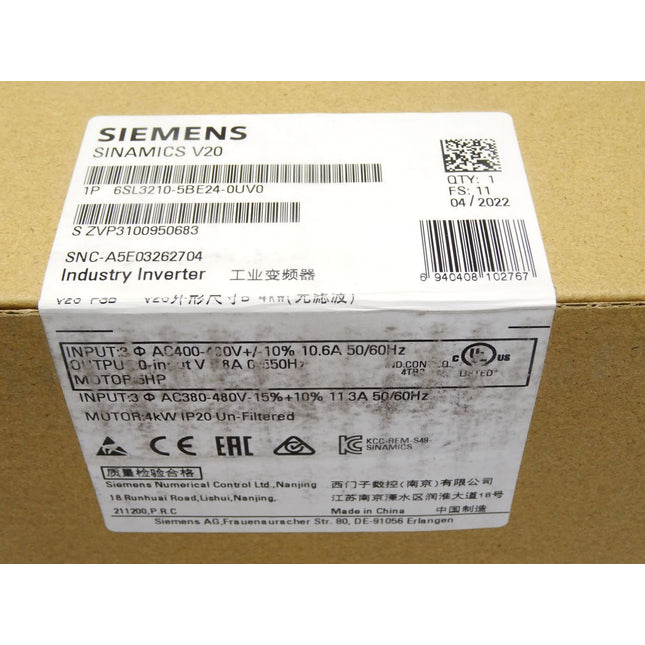 Siemens Sinamics V20 6SL3210-5BE24-0UV0 6SL3 210-5BE24-0UV0 / Neu OVP versiegelt - Maranos.de