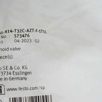 Festo 573476 Magnetventil VUVG-B14-T32C-AZT-F-1T1L / Neu OVP - Maranos.de