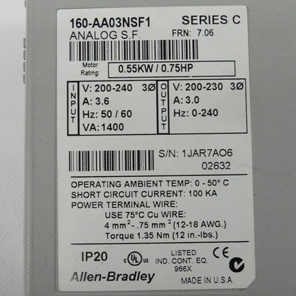 Allen-Bradley 160-AA03NSF1 Analog S.F. Series C - Maranos.de