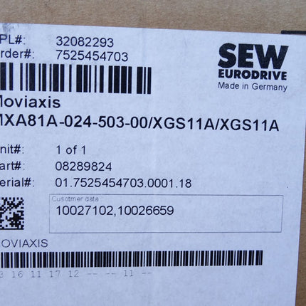 Sew Eurodrive Moviaxis Achsmodul 08289824 MXA81A-024-503-00 XGS11A / Neu OVP - Maranos.de