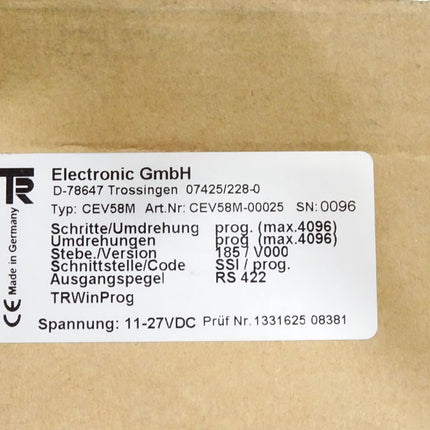 TR Electronic Drehgeber CEV58M CEV58M-00025 / Neuwertig OVP - Maranos.de