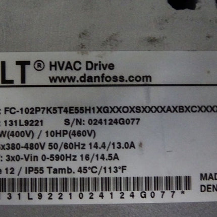 Danfoss VLT HVAC Drive 131L9221 7.5kW FC-102P7K5T4E55H1 / Neuwertig - Maranos.de