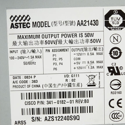 Astec AA21430 Cisco 34-0182-01 Power Supply 50W - Maranos.de