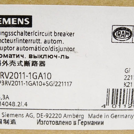 Siemens Leistungsschalter 3RV2011-1GA10 / Neu OVP - Maranos.de