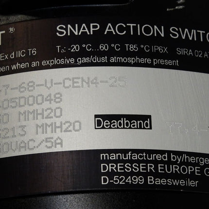 Ashcroft D-7-68-V-CEN4-25 Pressure switch Snap Action Switch / Neuwertig - Maranos.de