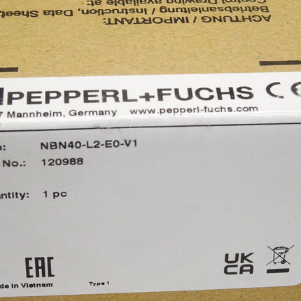 Pepperl+Fuchs Induktiver Sensor NBN40-L2-E0-V1 120988 / Neu OVP - Maranos.de
