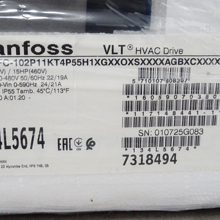 Danfoss VLT HVAC Drive 11kW 134L5674 FC-102P11KT4P55H1 / Neu OVP - Maranos.de