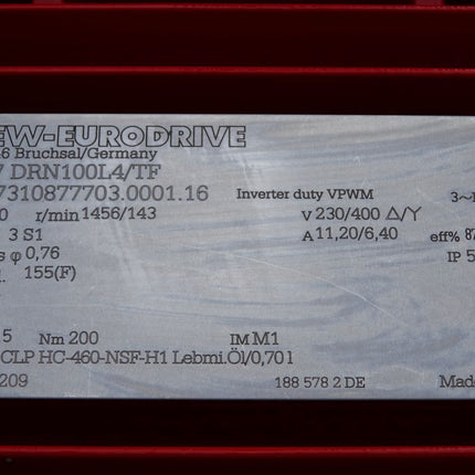 SEW Eurodrive Getriebemotor R47 DRN100L4/TF 01.7310877703.0001.16 1456/143 r/min 3kW i 10,15 - Maranos.de