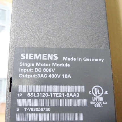 Siemens Single Motor Module 6SL3120-1TE21-8AA3 / Neu OVP - Maranos.de