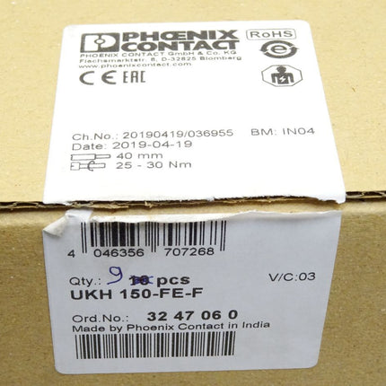 Phoenix Contact Hochstromklemme UKH150-FE-F / 3247060 / Inhalt : 9 Stück / Neu OVP - Maranos.de