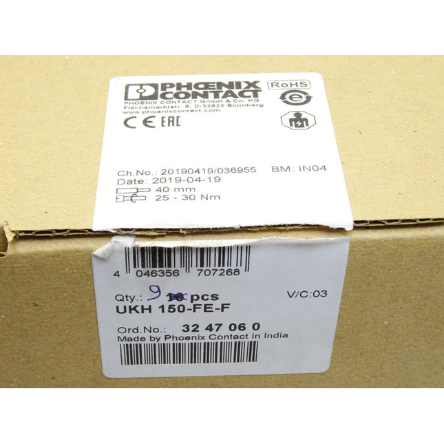 Phoenix Contact Hochstromklemme UKH150-FE-F / 3247060 / Inhalt : 9 Stück / Neu OVP - Maranos.de