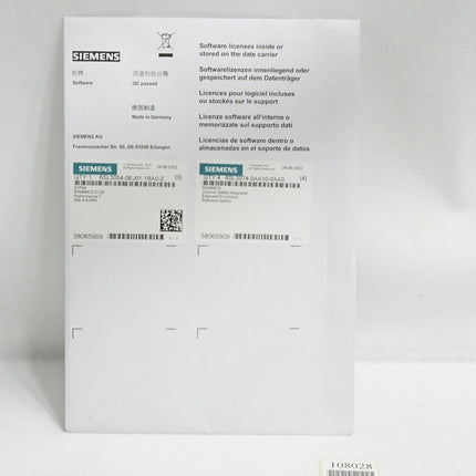 Siemens Sinamics S120 CompactFlash Card 6SL3054-0EJ01-1BA0-Z Z=F04 SW 4.8 + License 6SL3074-0AA10-0AA0 / Neu OVP - Maranos.de