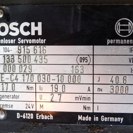 Bosch Bürstenloser Servomotor SE-C4.170.030-10.000 3000min-1 19A 0133500435 - Maranos.de