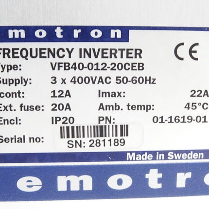 Emotron Frequenzumrichter 5.5kW VFB40-012-20CEB 01-1619-01 / Neuwertig OVP - Maranos.de