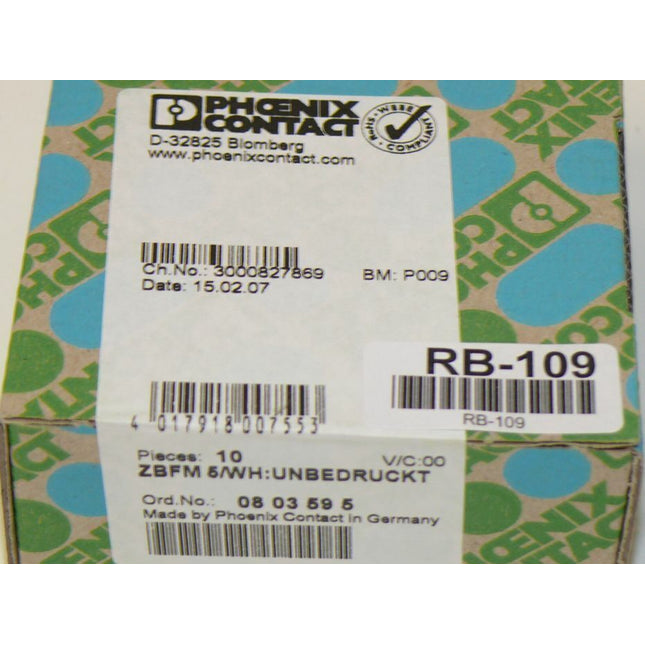 NEU Phoenix Contact ZBFM 5/WH / 0803595 Unbedruckt - Maranos.de